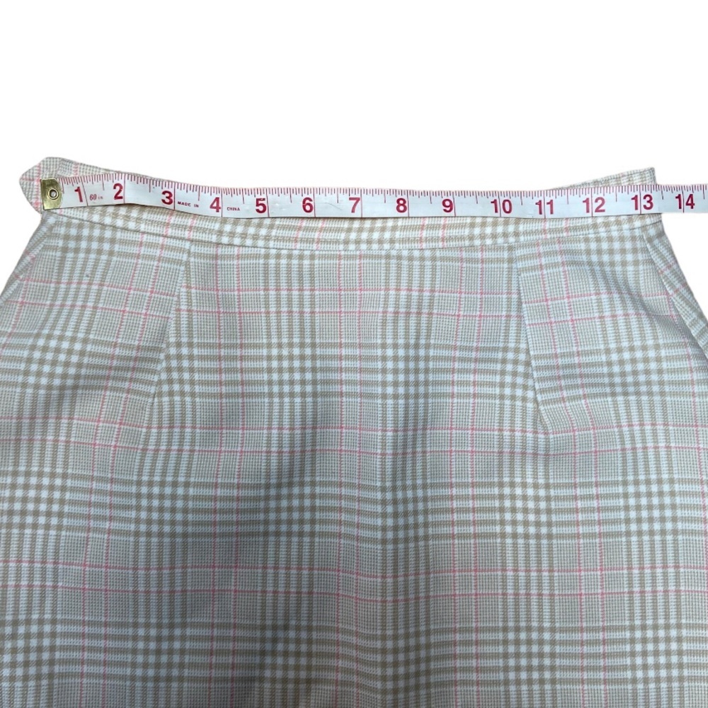 Vintage Jack Winter Tan Plaid Checkered Skirt Small Classic Preppy Fall - Picture 6 of 9